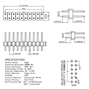 2.0mm đôi hàng pin tùy chỉnh kết nối an toàn đồng thau mạ Nylon thẳng pa6t Adapter PCB kết nối dây nịt j108 - Product Image 2