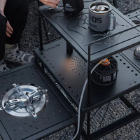 Le plus récent Offre Spéciale extérieur noir brume Igt modulaire Table sur pied Portable pliant en aluminium Camping Table ensemble