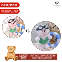 Peluche Ours Vert avec Maillot de Bain et Vêtements Interchangeables en Tissu Coton pour Unisexe