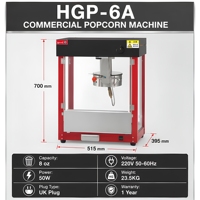 Machine à Popcorn au Caramel Industrielle Commerciale Fonctionnant au Gaz Modèle Prince HGP-6A à Haute Capacité de Production 8 oz