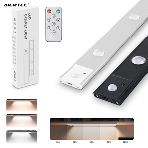 Sensor de movimiento operado regulable recargable LED USB de aluminio negro bajo luces de mostrador para escaleras de cocina - Product Image 1