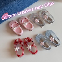 Pince à cheveux Ume Creative personnalisée en acétate écologique, motif dessin animé mignon et floral, pince latérale/pince bec de canard pour filles