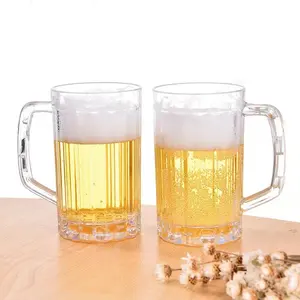 Toptan 0.35 litre büyük desen pint cam bira tutacaklı kupalar