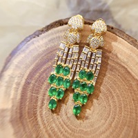Boucles d'oreilles pendantes en émeraude naturelle pure en argent S925, symbole de paix, couleur vert intense, pour commandes de cadeaux d'entreprise