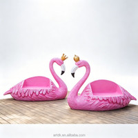 C006 Banc Sculptural Flamant Rose en Résine Romantique, Fait Main, Imperméable, pour Jardin, Mariage, Hôtel, Café