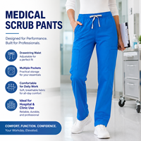 Pantalon de travail pour homme à taille élastiquée, multi-poches, coupe droite, en fibre de polyester antibactérienne, plusieurs couleurs unies, uniforme de personnel