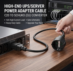 IEC 320 C20 to Schuko Female European CEE 7/7 <b>Socket</b> Power <b>Extension</b> Adapter 16A UPS PDU Heavy Duty Power Cord - Product Image 2