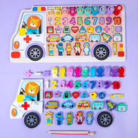 Vente flash : Jeu de construction en bois, planche logarithmique, jouets éducatifs pour bébés, formes et nombres, pêche, jouets cognitifs, puzzle Montessori, écologiques pour enfants