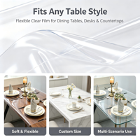 Rouleau de feuille de PVC super transparente, protection de table en PVC de 1,5 mm, nappe transparente flexible en PVC, housse de table imperméable en PVC