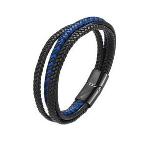 New Design Wholesale Fashion Stainless Steel Engraving Braided <b>Rope</b> Leather <b>Bracelets</b> <b>for</b> <b>Men</b> Women - Product Image 2