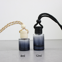 Flacon vide pour parfum de voiture 12ml 8ml, flacon cylindrique en verre avec bouchon à vis, diffuseur de voiture rond en verre, flacon suspendu