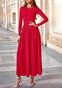 Robe <span class=keywords><strong>longue</strong></span> à manches longues pour femme, style bohème, nouvelle collection 2025, imprimable avec logo, design plissé, élégante, grande <span class=keywords><strong>jupe</strong></span> - Product Image 6