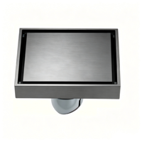Siphon de sol carré en acier inoxydable 304, finition bronze brossé, avec insert invisible pour carrelage et couvercle amovible