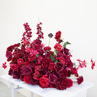 Arrangement de fleurs artificielles, centre de table floral artificiel rouge bordeaux, décoration de table de mariage, décoration d'événements pour banquet, fête, maison