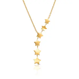 Chris April in stock pvd gold plated 316L Stainless steel V-neck long chain charm necklaces for women