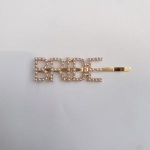 Tracy & Herry-Pin de pelo de perlas para mujer, <span class=keywords><strong>con</strong></span> <span class=keywords><strong>palabras</strong></span> de alta calidad, <span class=keywords><strong>con</strong></span> letras de Metal, diamantes de imitación, Clip para el pelo, accesorios para el cabello para novia - Product Image 3