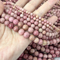 Perles rondes en rhodonite naturelle, 6 mm, 8 mm, 10 mm, perles de pierres précieuses rose doré de haute qualité pour la fabrication de bijoux