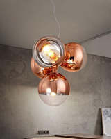 XZ 4 Lumière Coloré Globe Hôtel Salon Cuisine En Laiton Led Pendentif Lumière Conception Suspension Lustre pour Salle À Manger
