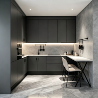 Armário de Cozinha Moderno Italiano Personalizado de Luxo Minimalista Ecológico com Acabamento de Alto Brilho e Sem Puxadores