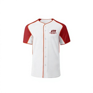 Maillot de baseball Louis Mckinnon pour homme, manches courtes, blanc et rouge, maille respirante, séchage rapide, boutons sur le devant, poches, 100 % polyester - Product Image 4