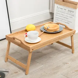 Multifunctional Breakfast Tray Table With Handles Folding Legs Laptop Computer Platters Decoration Serving Tray