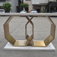 Ensembles de salle de séjour Design moderne Table de Console en métal de luxe Table de couloir miroir Table de luxe en marbre Table de Console en or