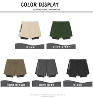 Celana Pendek Olahraga Pria Desain 2 in 1 Model Skinny, Tali Serut, Bahan Bernapas, Elastis, Cepat Kering, Jaring, Santai, Dewasa, Bermotif