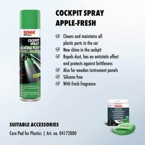 Nettoyant intérieur brillant pour voiture Glossy Cockpit Care Apple Fresh 400ml, revitalise et protège avec un parfum fruité - Product Image 2