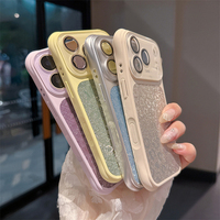 Coque de téléphone antichoc scintillante motif léopard coloré pour iPhone 18 Pro Max 17 Pro 16 15 avec grandes fenêtres et protection Bling Bling