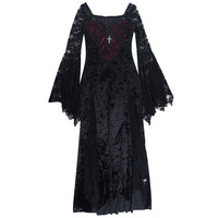 Robe de soirée féminine gothique grunge punk Halloween, manches longues, dentelle, noire, ajustée, nouvelle collection 2025, style Y2K Harajuku Lolita Fairy Core
