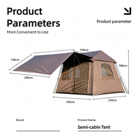 Tente de camping portable d'extérieur à gonflage automatique, double tissu Oxford, base PE, imperméable 3000 mm, aucune installation requise
