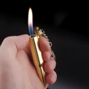 创意金属点子弹模型打火机个性钥匙链砂轮打火机带明火