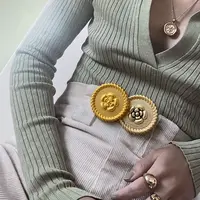 Fashion metal button suit flower button suit coat decorative button sweater coat wind for women