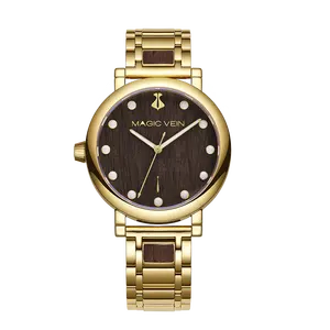 Magic vein official watch-벤처 컬렉션-골든 돔-골드-월넛 우드-40mm-남성-유니섹스