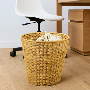 Poubelle en papier tissé en jacinthe d'eau durable |   Panier de rangement naturel de grande capacité - Product Image 6