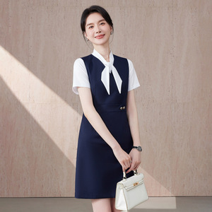 Women's Sleeveless Dress Tie Neck Mid Length Business Formal Career Dress Anti-Wrinkle Natural Waistline - Product Image 3