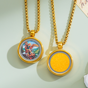 Mặt dây chuyền hộp 3D Thánh Micae Tổng lãnh thiên thần mạ vàng 18K bằng thép không gỉ GIVELUCK, họa tiết tùy chỉnh, dành cho nữ và trẻ em - Product Image 1