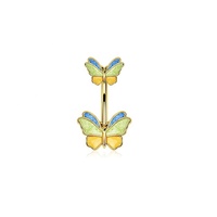 Bagues en acier inoxydable pour femmes, bijoux de piercing pour nombril, pendentif 14G, 1 pièce