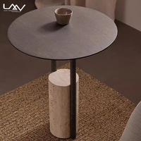 Style nordique salon canapé luxe Table d'appoint ronde hôtel chambre cadre en bois marbre Base coin Table meubles