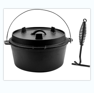 Four néerlandais <span class=keywords><strong>en</strong></span> <span class=keywords><strong>fonte</strong></span> pré-assaisonnée, avec couvercle et outil de levage de couvercle, Pot de Camp profond pour l'extérieur - Product Image 2
