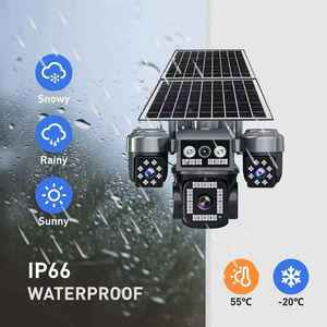 Camera an ninh Dome 4 ống kính 4 màn hình năng lượng mặt trời WiFi 4G SIM IP tích hợp còi báo động thẻ nhớ góc rộng 360 độ - Product Image 2