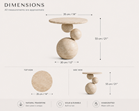 Table d'appoint en travertin YUSHI pour salon et chambre à coucher, forme irrégulière, mobilier de maison pour projets de design haut de gamme