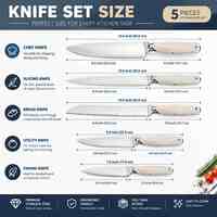Ensemble de couteaux de chef en acier inoxydable 2,5 mm, 5 pièces, vente en gros, couteaux modernes, ensemble de couteaux de cuisine avec manche en ABS