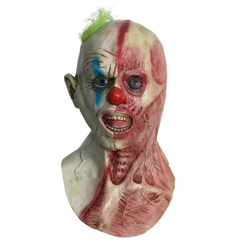 2024 New style Red nose clown zombie two half face mask Horror cosplay Latex mask