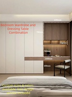 Armoire de chambre contemporaine en bois avec coiffeuse intégrée et poste de travail, fonctionnalités de suspension – Meuble de maison durable et peu encombrant