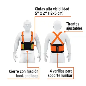 Master con 16 unidades Cinturón lumbar naranja con cintas de alta visibilidad, XG, truper - Product Image 2