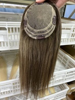 Prix de gros Mono Toupee 14 pouces pour femme, livraison rapide, topper durable en cheveux humains birmans, cheveux vierges de haute qualité, transparent