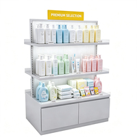 Présentoir de beauté en acier à lattes pour cosmétiques avec armoire de rangement, étagère de vente au détail pour salon de beauté