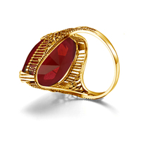 Bague Vintage en Argent Sterling 925 Plaqué Or 18 carats avec Grandes Pierres Précieuses Grenat Taille Marquise, Design Antique et Filigrane Délicat