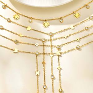 Chaîne de corps en acier inoxydable pour femme Hualanxin NC-2416 avec étoile, papillon, cœur, croix et zircon - Product Image 1